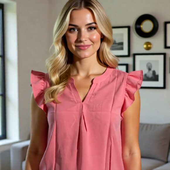 Dokotoo Tops - Cute Large Pink Sleeveless Blouse • Lightweight & Stylish